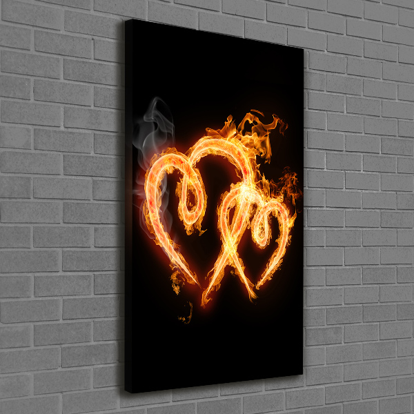 Verticaal schilderij op canvas Brandende harten
