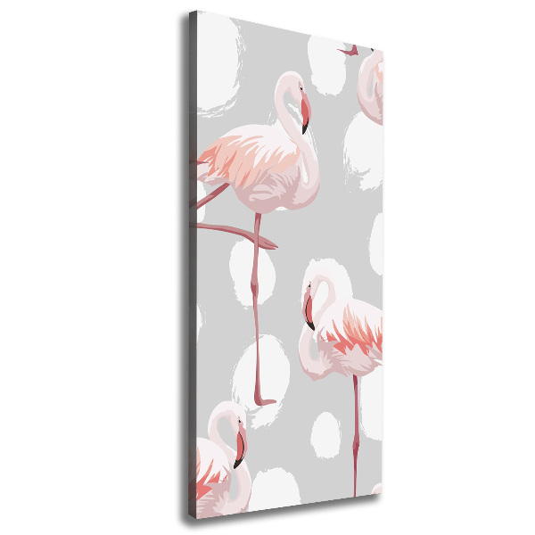 Verticale foto op canvas Flamingo's en stippen