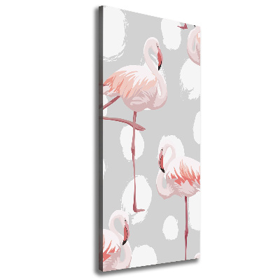 Verticale foto op canvas Flamingo's en stippen