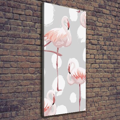 Verticale foto op canvas Flamingo's en stippen