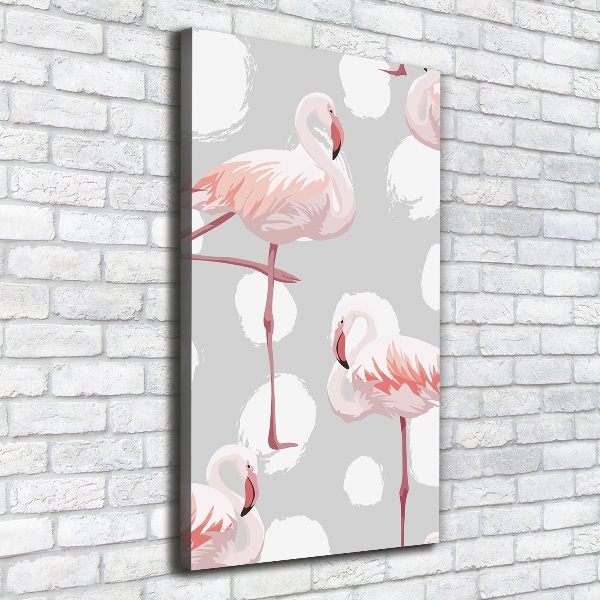 Verticale foto op canvas Flamingo's en stippen