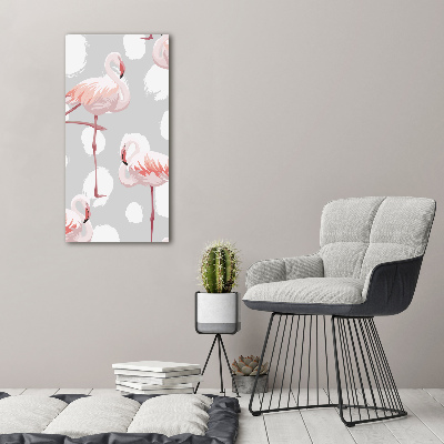 Verticale foto op canvas Flamingo's en stippen