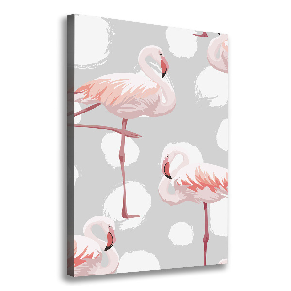 Verticale foto op canvas Flamingo's en stippen