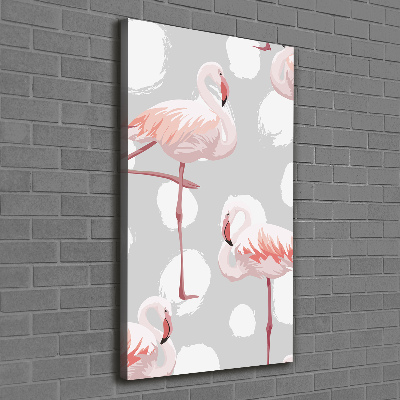 Verticale foto op canvas Flamingo's en stippen