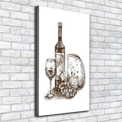 Verticale canvasfoto Wijn en hapjes