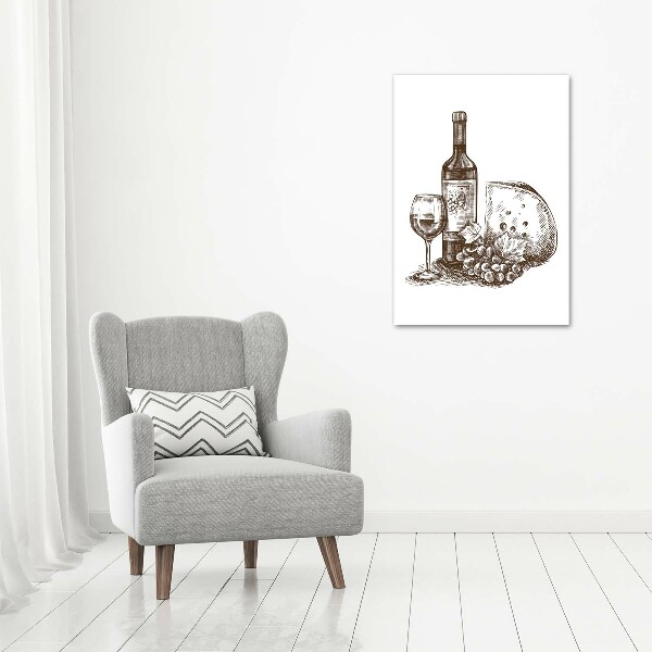 Verticale canvasfoto Wijn en hapjes