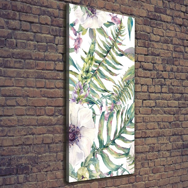 Verticaal schilderij op canvas Tropische bladeren