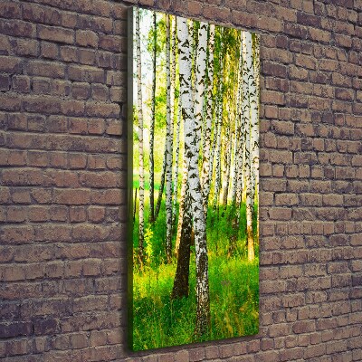 Verticaal schilderij op canvas Berkenbos