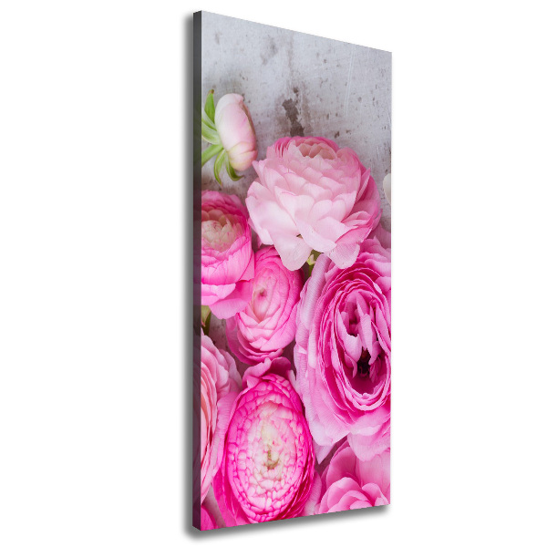Verticale canvasfoto Roze boterbloemen
