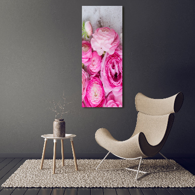 Verticale canvasfoto Roze boterbloemen