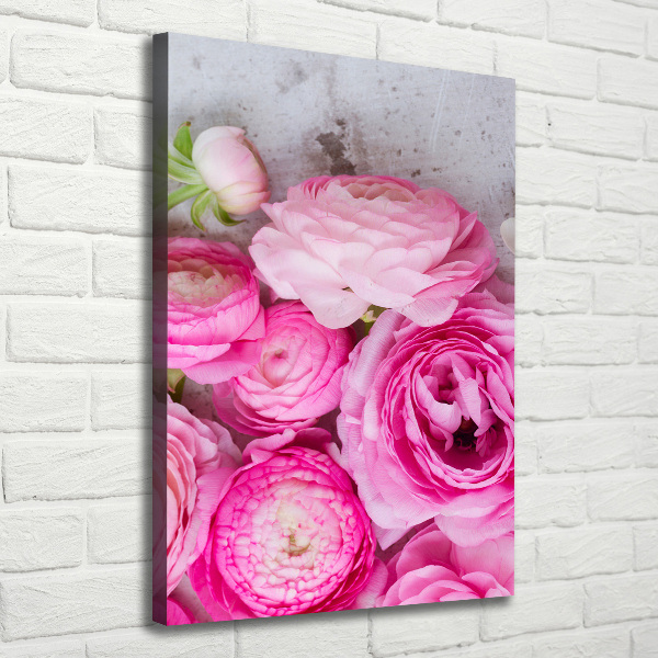 Verticale canvasfoto Roze boterbloemen