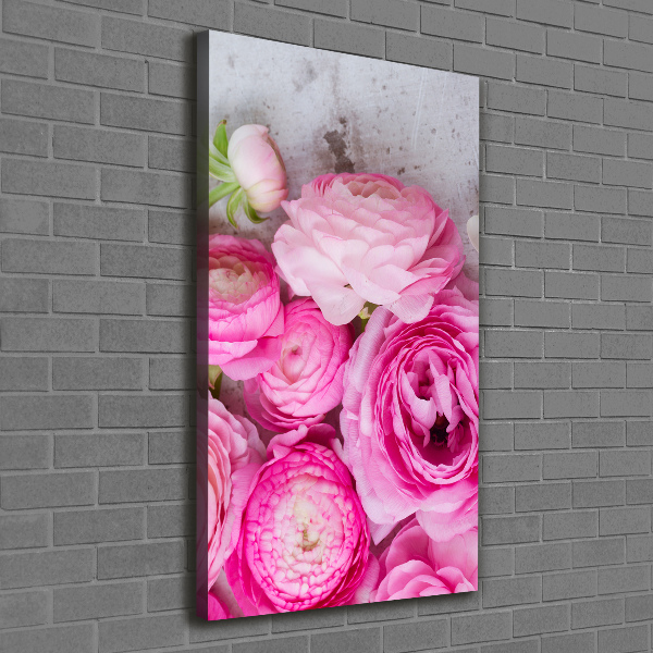 Verticale canvasfoto Roze boterbloemen