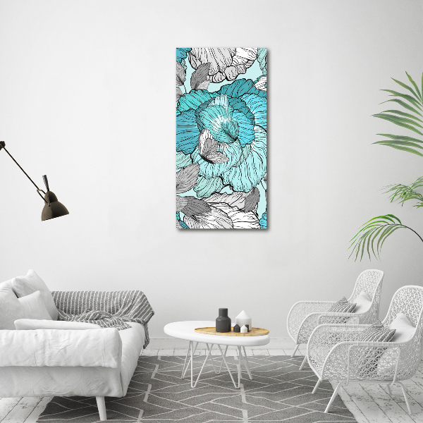 Verticaal schilderij op canvas Bloemenpatroon