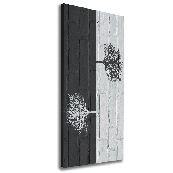 Verticale canvasfoto Bomen op de muur
