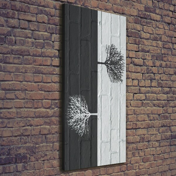 Verticale canvasfoto Bomen op de muur