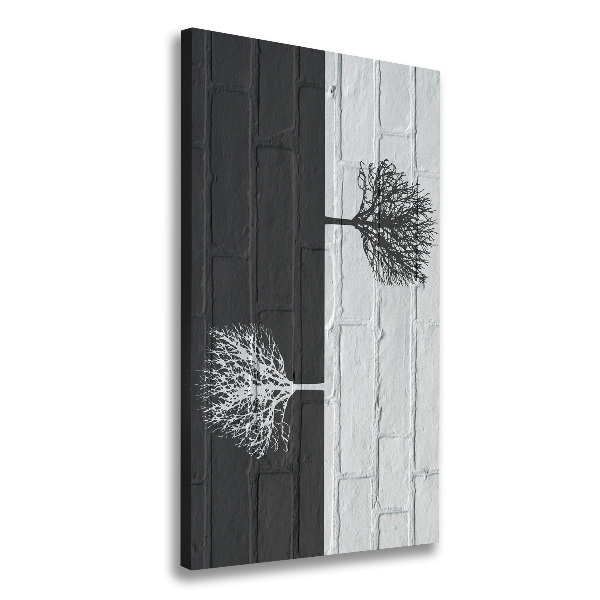 Verticale canvasfoto Bomen op de muur