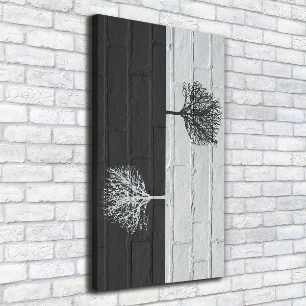 Verticale canvasfoto Bomen op de muur
