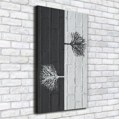 Verticale canvasfoto Bomen op de muur
