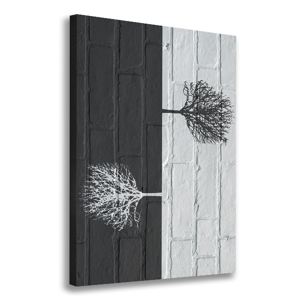 Verticale canvasfoto Bomen op de muur