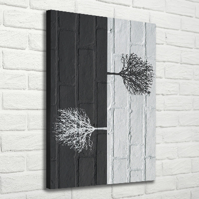 Verticale canvasfoto Bomen op de muur