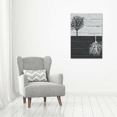 Verticale canvasfoto Bomen op de muur