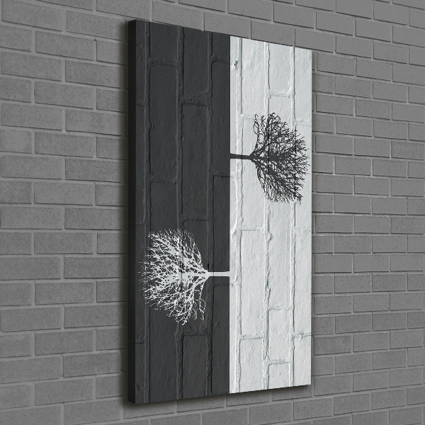 Verticale canvasfoto Bomen op de muur