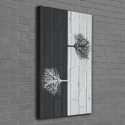 Verticale canvasfoto Bomen op de muur