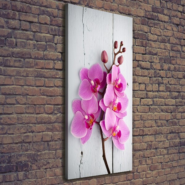 Verticaal schilderij op canvas Roze orchidee