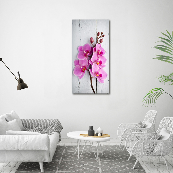 Verticaal schilderij op canvas Roze orchidee