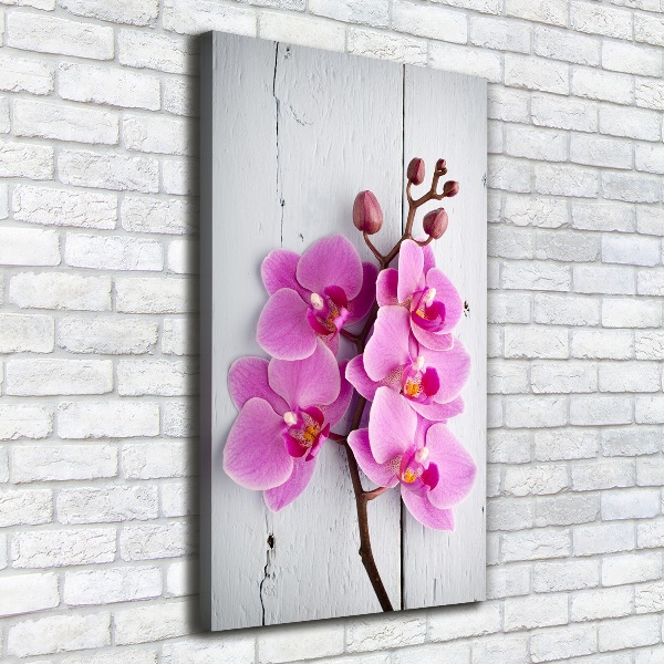Verticaal schilderij op canvas Roze orchidee