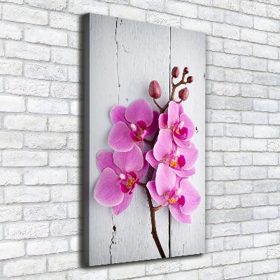 Verticaal schilderij op canvas Roze orchidee