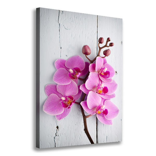 Verticaal schilderij op canvas Roze orchidee
