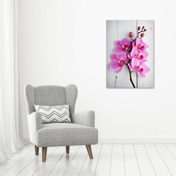 Verticaal schilderij op canvas Roze orchidee