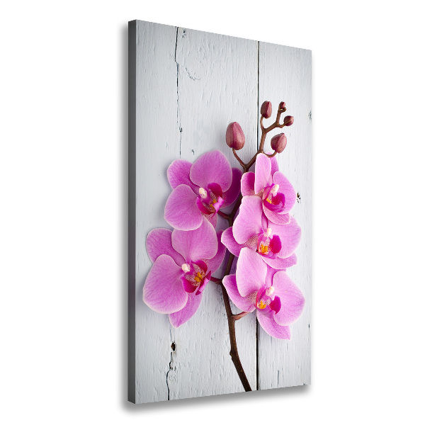 Verticaal schilderij op canvas Roze orchidee