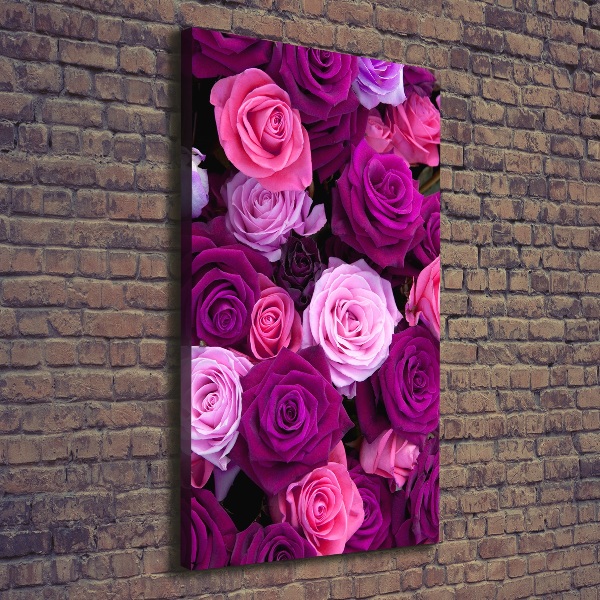 Verticale foto op canvas Roze rozen