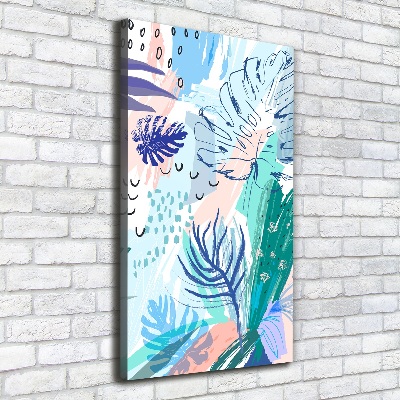 Verticaal schilderij op canvas Tropische bladeren