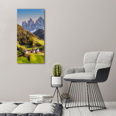 Verticaal canvasschilderij Een stad in de bergen