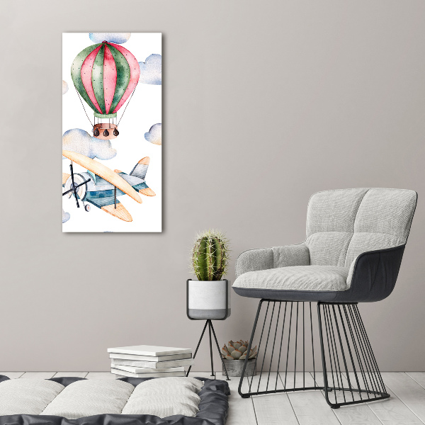 Verticale foto op canvas Ballonnen en vliegtuigen