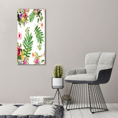 Verticaal canvasschilderij Tropische bloemen