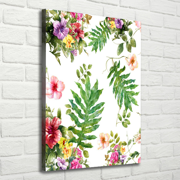 Verticaal canvasschilderij Tropische bloemen