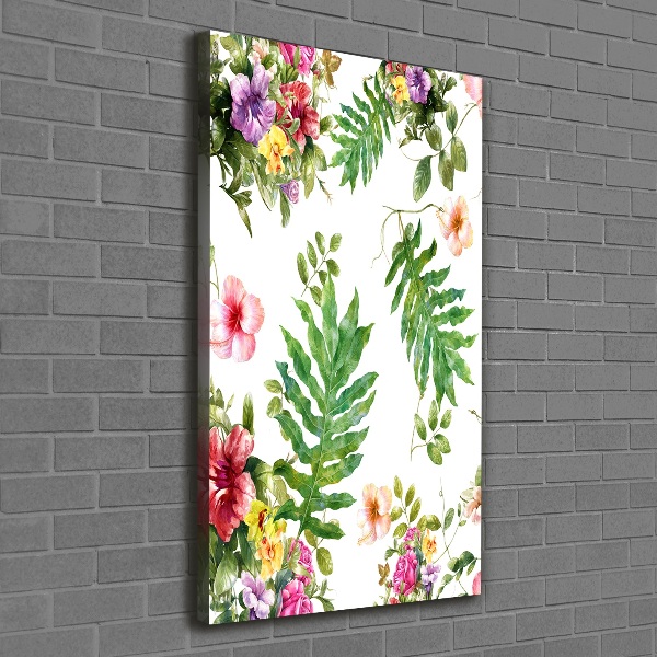 Verticaal canvasschilderij Tropische bloemen