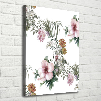 Verticaal schilderij op canvas Tropische bloemen
