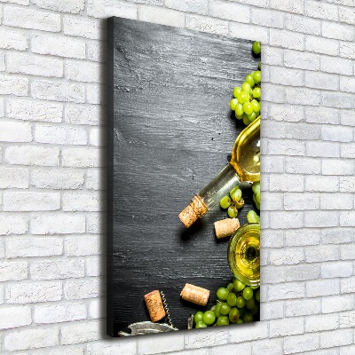 Verticaal canvasschilderij Druiven en wijn