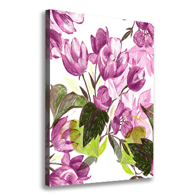 Verticale canvasfoto Paarse bloemen