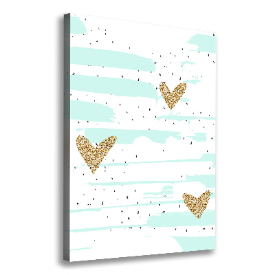 Verticaal canvasschilderij Harten en stippen