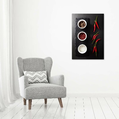 Verticale foto op canvas Specerijen en pepers