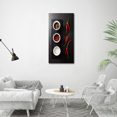 Verticale foto op canvas Specerijen en pepers