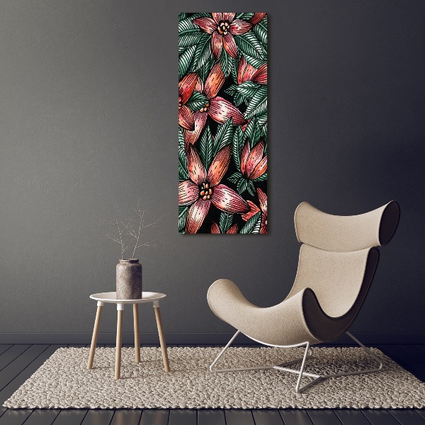 Verticaal canvasschilderij Tropische bloemen