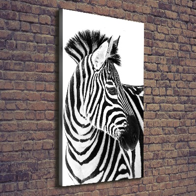 Verticaal schilderij op canvas Zebra in de sneeuw