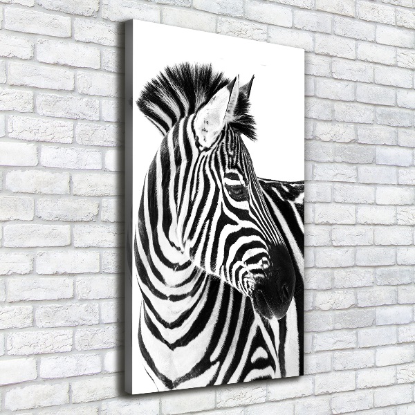 Verticaal schilderij op canvas Zebra in de sneeuw
